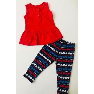 Carter’s red top with red, white, and blue pants